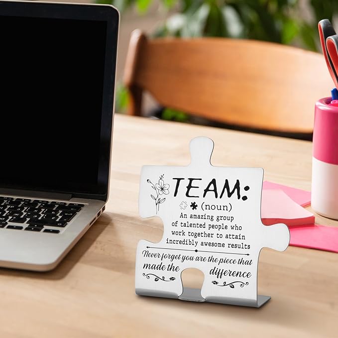 Team Gifts for Employees, Colleagues, Appreciated Coworker Gift, Thank You Coworkers Gift for Women Men, Teamwork Quotes Motivational Quotes for Office Home Decorative Signs Plaques WDD6