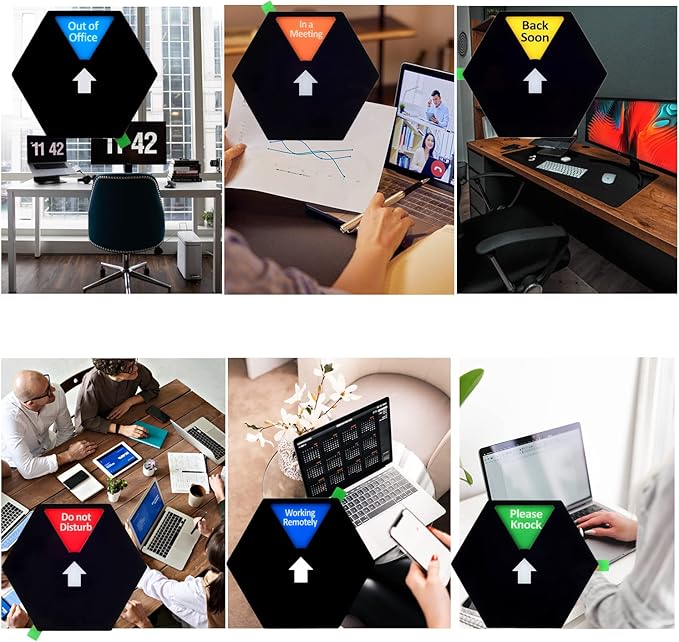 Kichwit Privacy Sign, Do Not Disturb, Please Knock, In a Meeting, Out of Office, Working Remotely, 5 Inches, Black