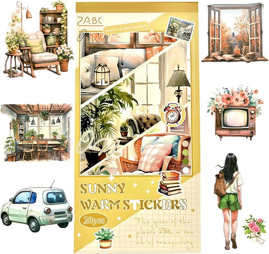 Aesthetic Journaling Sticker Books for Adults - Pre-Cut Scrapbook Stickers Vintage 20 Sheets Junk Journal Supplies Watercolor Scrapbooking Stickers Planner Cottagecore Decorative DIY Arts Craft Making