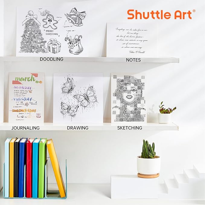 Shuttle Art Retractable Mild Gel Ink Pens - 11 Pack Black Fine Point Pens for Journaling, Taking Notes, School & Office