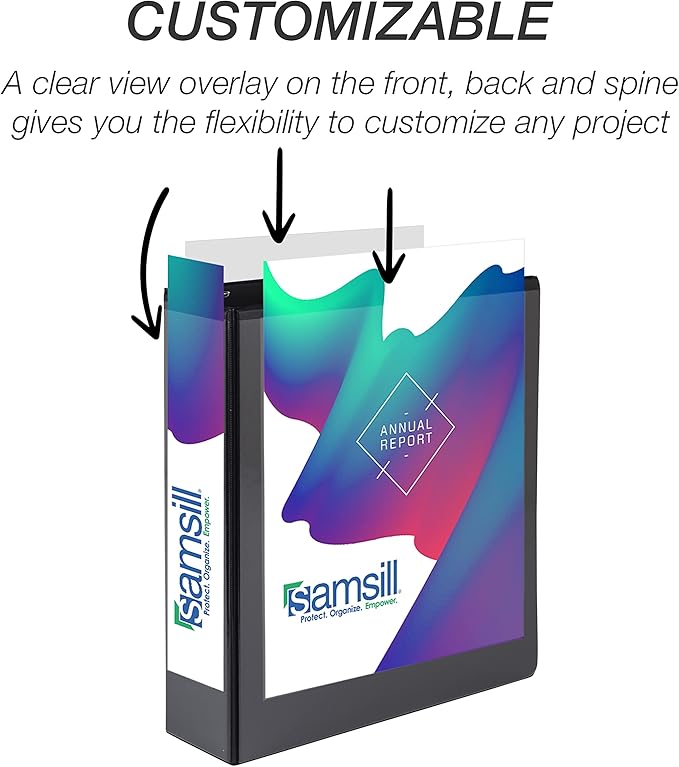 Samsill Durable 2 inch 3 Ring Binder, Made in USA, D Ring Binder, FSC 100% Recycled Chipboard, Black, 12 Pack
