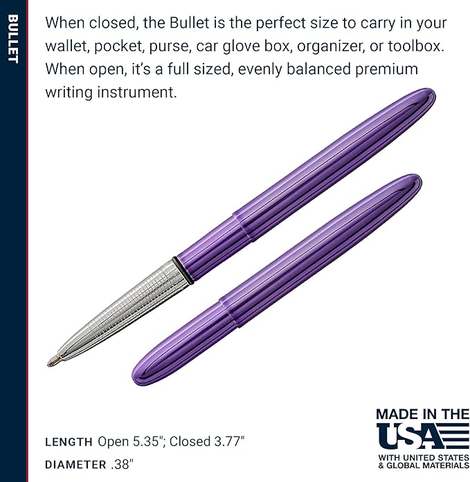 Fisher Space Pen Bullet Pen, Purple Haze, Ballpoint, Brass, Black Ink, Gift Box