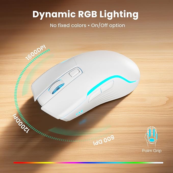 White Keyboard and Mouse Wireless Combo, 4000mAh Rechargeable Backlit Quiet Keyboards mice set, USB Ergonomic Key Board with Wrist Rest & Phone Holder for PC, Mac, Windows, Natural Soft Typing—SABLUTE