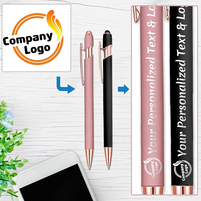STREADVE 100 Personalized Custom Pens Engraved Writing Pen with Name Logo, Customized Promotional Items Stylus Pen Gifts for Communion Wedding Men Women Realtor Business, Deep Red