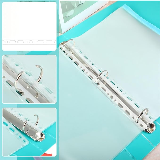 40 Pieces Multi-Ring Binder Zipper Pouch, 19 Hole Binder Pockets with Zipper Bulk Binder Folders Plastic Binder Pouch Loose Leaf Bags Waterproof PVC Document Filing Bag(Colorful, B5)