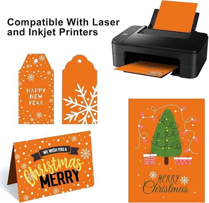 OcePor 100 Sheets Orange Cardstock Paper, Colored Printer Paper 8.5 x 11, Thick Construction for Cards Making, Scrapbook，Office Printing, Invitations, Certificates，DIY Crafting 92 lb/250gsm