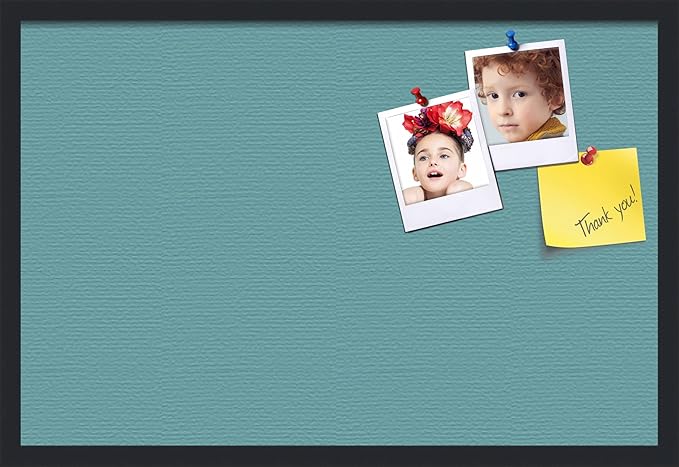 PinPix 30x20 Inch Cork Bulletin Board. This Decorative Framed Pin Board Comes with Aqua Pastel Design and a Satin Black Frame. Ideal for Home Office Decor or Message Board (PinPix-1806)