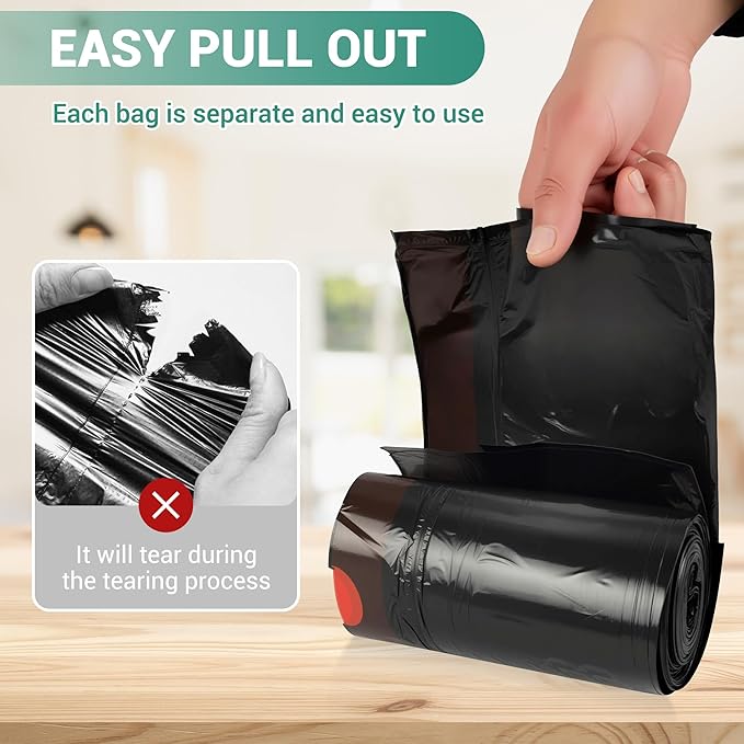 SWIHELP Drawstring Trash Bags 280 Counts 4 Gallon Garbage Bags 15 Liters Plastic Trash Can Liners Waste Basket Bin Liners