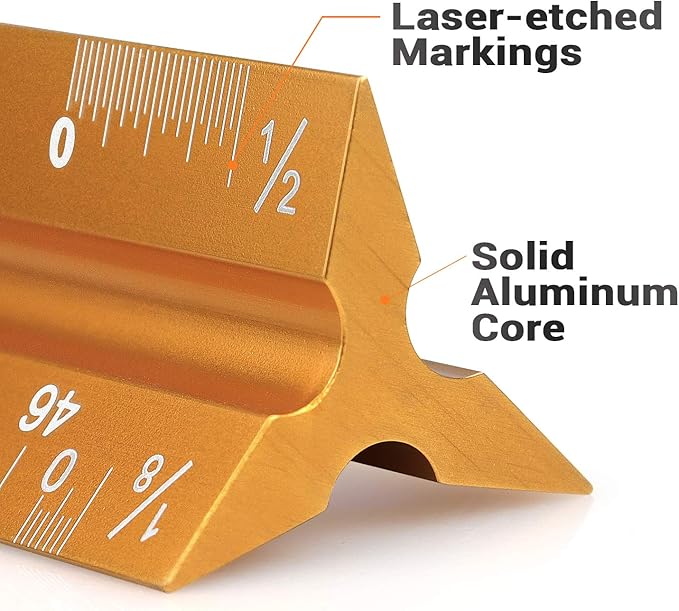 12" Architectural Scale Ruler Aluminum Architect Scale Triangular Scale Ruler for Architects, Draftsman, Students and Engineers, Golden