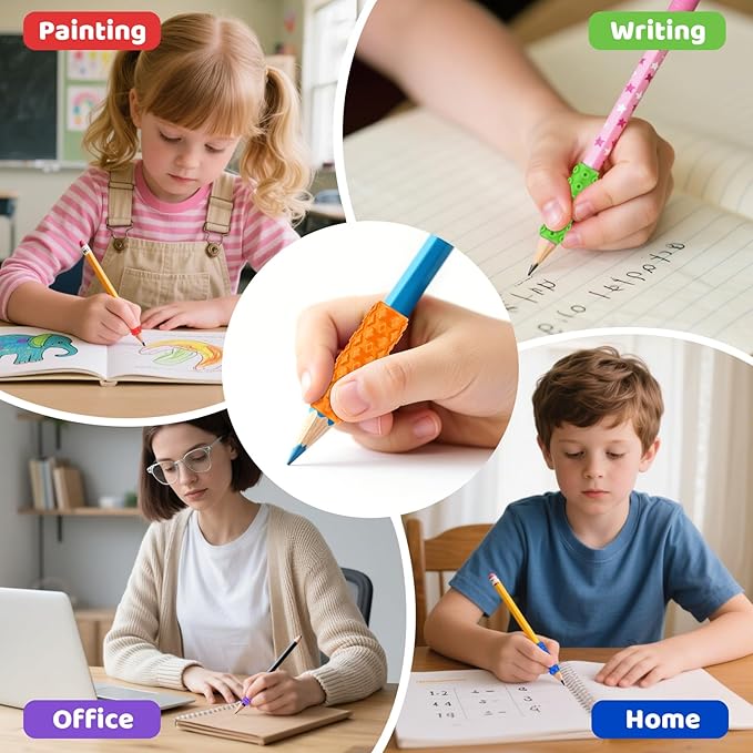 Silicone Textured Pencil Grips, Sensory Fidget Toys for Autism Kids, Writing Aid Tools ADHD Tools, 48 Packs