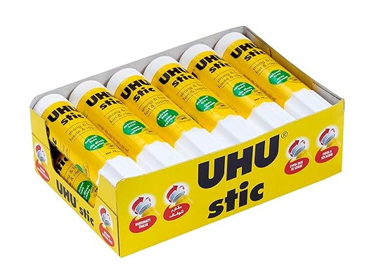 UHU All Purpose Glue Stick 12-Pack - White, Non-Toxic School Supplies, 0.74oz Strong-Bonding Permanent Adhesive, Washable Formula, Screw Cap Prevents Drying, Acid-Free Classroom Glue Sticks