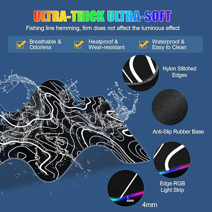 Mouse Pad with Foldable Phone Holder & Wireless Charger, XL RGB Gaming Mousepad 31.5"x11.8" Large Desk Mat for Keyboard, Home Desk Pad with Dual Qi Charging Station | 11 Colors & 5 Modes | Waterproof