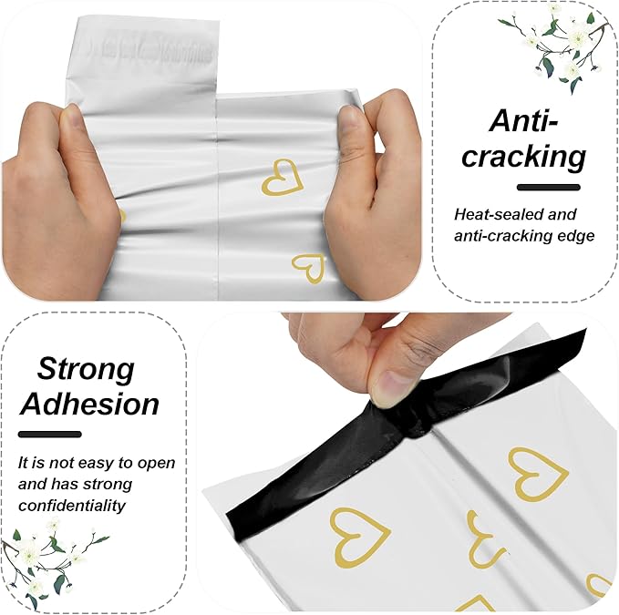 JinRuiKJ Thank You Poly Mailer 6x9 Inch 100 PCS, Shipping Bags for Clothing, Packaging Bags for Small Business, Strong Adhensive, Waterproof and Tear-Resistant Mailing Envelopes, White