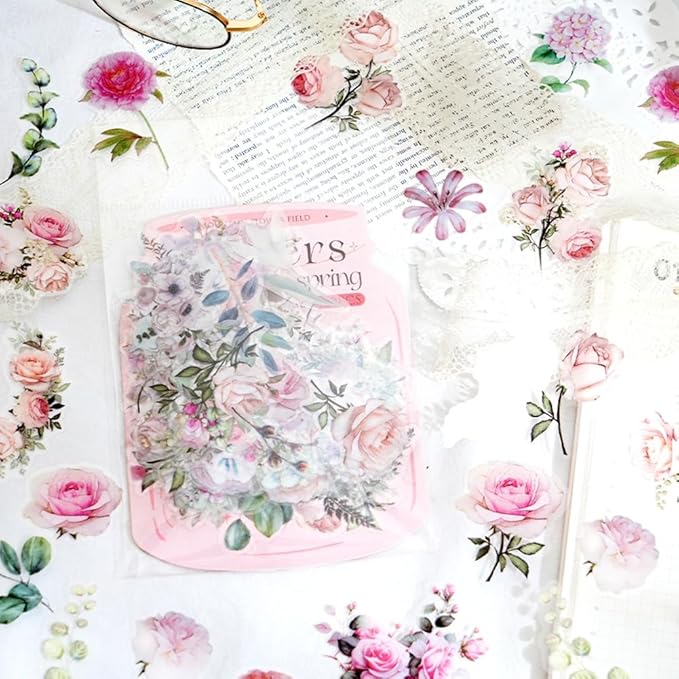 100 Pcs Natural Botanical Flower Stickers, Wildflower Stickers for Scrapbooking Junk Journal Notebook Diary Planner Letter Envelope Water Bottle Phone Case Craft Decoration (Wildflower)