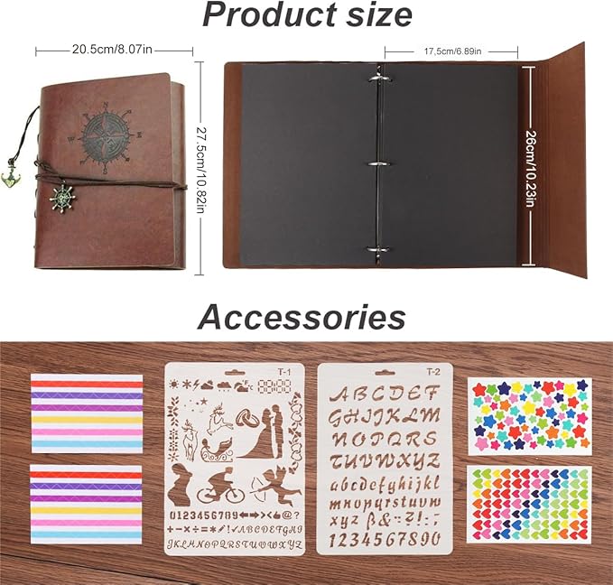 ThxMadam Leather Customize Photo Album Sscrapbook 60 Pages Love Memory Photo Book Vintage Wedding DIY Memory Book,Travelling Journal Scrap Book Family Scrapbook Birthday Christmas Gift for Mother Wife