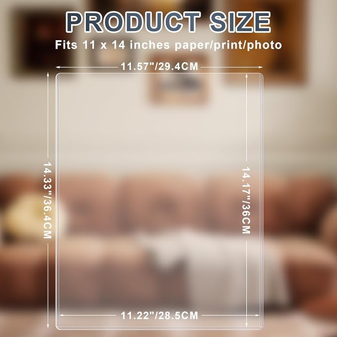 5PCS 11" x 14" Rigid Print Protectors Hard Plastic Sheet Page Protectors Heavy Duty Top Loading Menu Covers Poster Sleeves Clear Plastic Paper Sleeves for Magazine Prints Photo Document