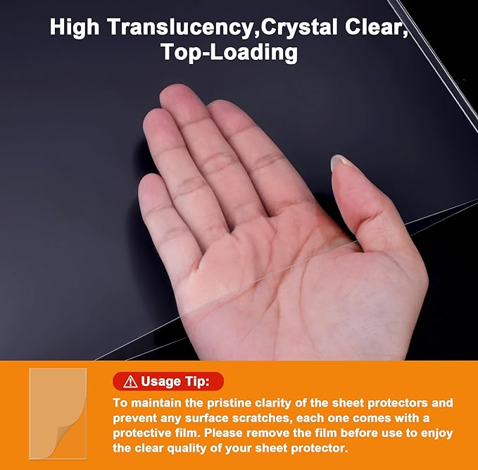 Ndsox 50 Pack 8.5" x 14" Rigid Print Protectors Clear Hard Plastic Sheet Protectors Top-Loading Rigid Menu Covers for Legal Size Paper, Documents, Photo, Posters, Prints, Artworks, Birth Certificates