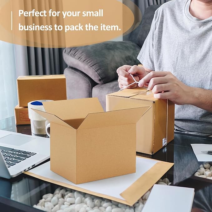 Eupako 8x6x6-Small-Shipping-Boxes-30-Pack-Brown-Corrugated-Box-Mailers, Cardboard Boxes for Packaging Small Business, Mailing
