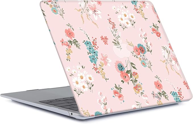 Bandless Protective Case Compatible with MacBook Pro 14 Inch 2021 M1 Pro/Max Model A2442, Plastic Laptop Hard Shell Case with Keyboard Cover Skin for MacBook Pro 14 inch with Touch ID - Pink Flower