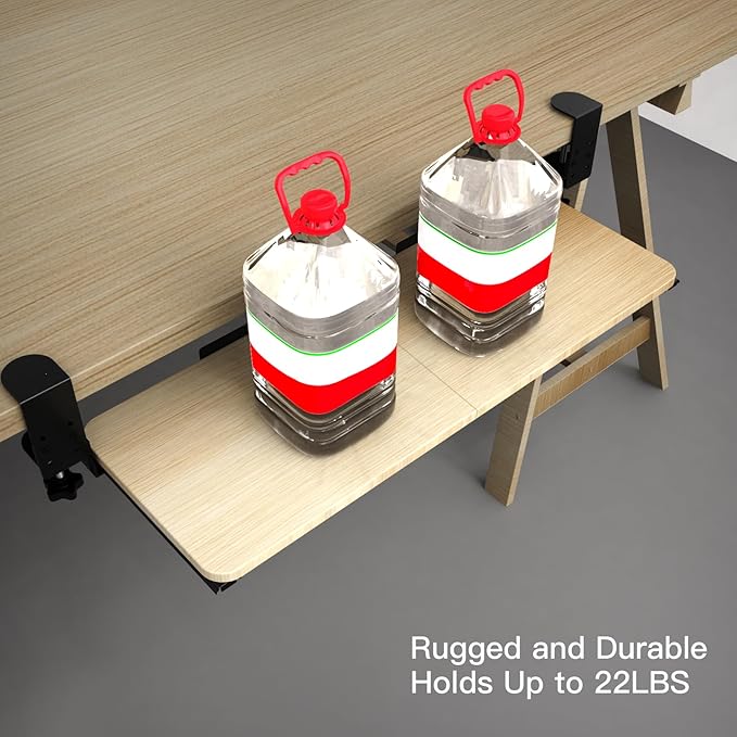 Ergonomic Keyboard Tray Under Desk Pull Out with Adjustable C-Clamp Mount, Slide-Out Computer Keyboard and Mouse Platform Drawer for Office and Home Typing (Light Wood)