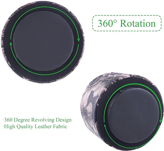 QIELIZI Round Leather Art Supply Organizer,Remote Control Holder,360 Degree Rotating,Multi-Functional Pencil Holder,4 Compartments Desktop Stationary Organizer(1-Dahlia Light Brown)