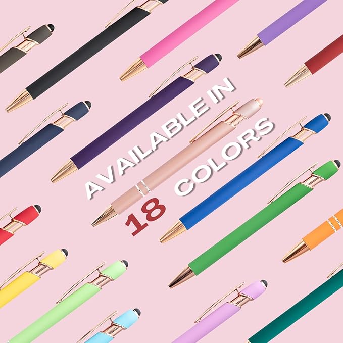 Personalized Custom Pens in Bulk – Engraved Black Ink Ballpoint Pens for Business Gifts, Customizable Writing Pens for Men and Women(Rose Gold)