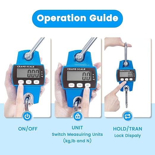 Digital Hanging Scale, 1102lb Crane Scale, 500kg Blue Digital Electronic Weighing Scale with LCD Display for Hunting, Outdoor, Bass Fishing, Big Game, Farm