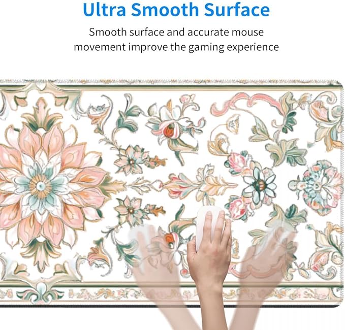 Desk Pad,Office Desk Mat 31.5"×11.8" Large Gaming Mouse Pad,Durable Extended Computer Mouse Pad,Waterproof Thick Big Mouse Pads with Non-Slip Rubber Base Office Home Romantic Floral Rug