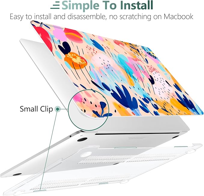TWOLSKOO Compatible with MacBook Pro 13 inch Case 2023-2016 A2338 M2/M1 A2251 A2289 A2159 A1989 A1706, Plastic Hard Shell Cover & Keyboard Skin & Screen Protector, Bright Abstract Florals