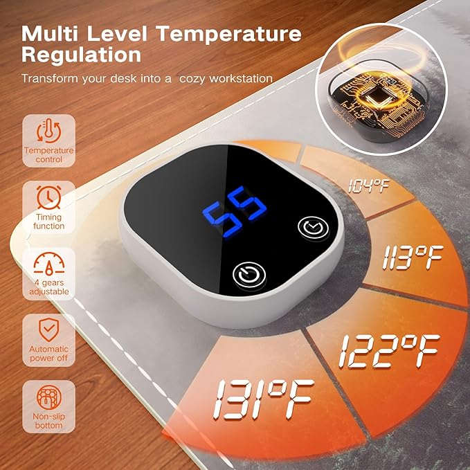 iCasso Heated Mouse Pad Hand Warmer, XXL Aesthetic Heated Desk Pad, 35.4" x 15.7" Large Mouse Pad with 4 Heating Levels for Computer Keyboard, Large Mousepad for Home Office Work (Forest)