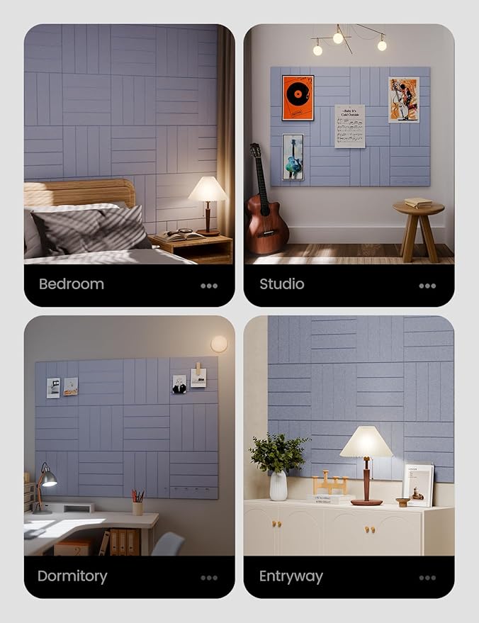 Large Felt Bulletin Board 48" x 36" Cork Board Alternative-12 Pack with 70 Safe Removable Adhesive Tabs, Cork Boards for Walls for Home Office Classroom Pin Board (Soft Periwinkle)