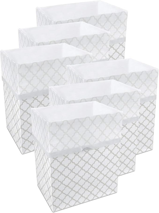 | 13 Gallon Disposable Trash Cans (6-Pack) with Fitted Trash Bags - Reusable Garbage and Recycling Bins for Parties, Events, and More (Trellis - 17" Height x 13.5" Width x 10" Depth)