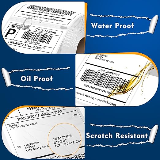 L LIKED 220 PCS 4"x6" Thermal Shipping Labels, Perforated White, Strong Adhesive Direct Thermal Labels(1 Roll), Compatible with DYMO 4XL 1744907,Zebra, Rollo, Jadens, Nelko