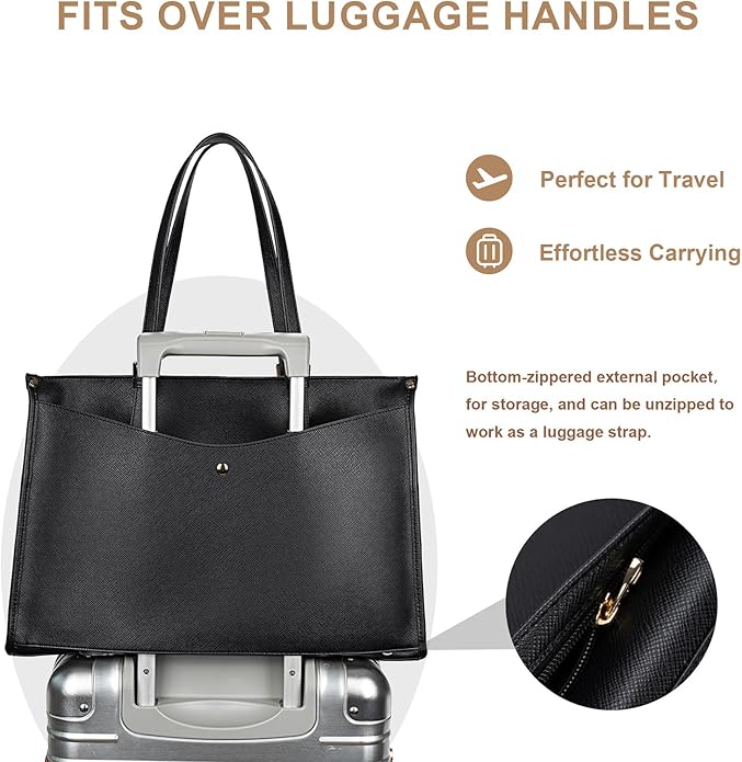 Laptop Tote Bag Women, Work Tote with Multi Pockets, Nurse Bag with Large Cup Holder, For Work, Travel, Daily Use