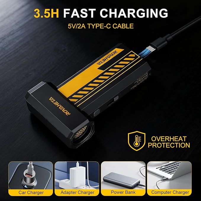 Electric Compressed Air Duster Cordless: 130000RPM Air Blower with LED, 4-Gear Adjustable Mini Blower, Aluminum Alloy Body with 1/4 Nut, Electric Duster for Keyboard Car, Ideal for Home Office Gamers