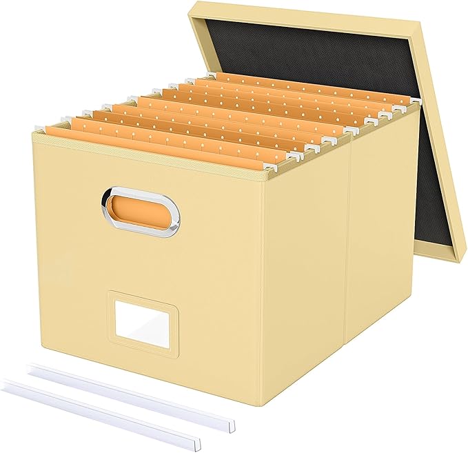Oterri Storage File Box(New) (Cream-yellow(Leather), 1 pack), AM03118