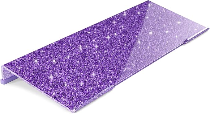 Ergonomic Computer Keyboard Stand - 17 Inch Glitter Purple Acrylic Keyboard Riser for Desk Tilted Keyboard Holder Tray with Non-Slip Strip for Home Office Easy Typing & Working