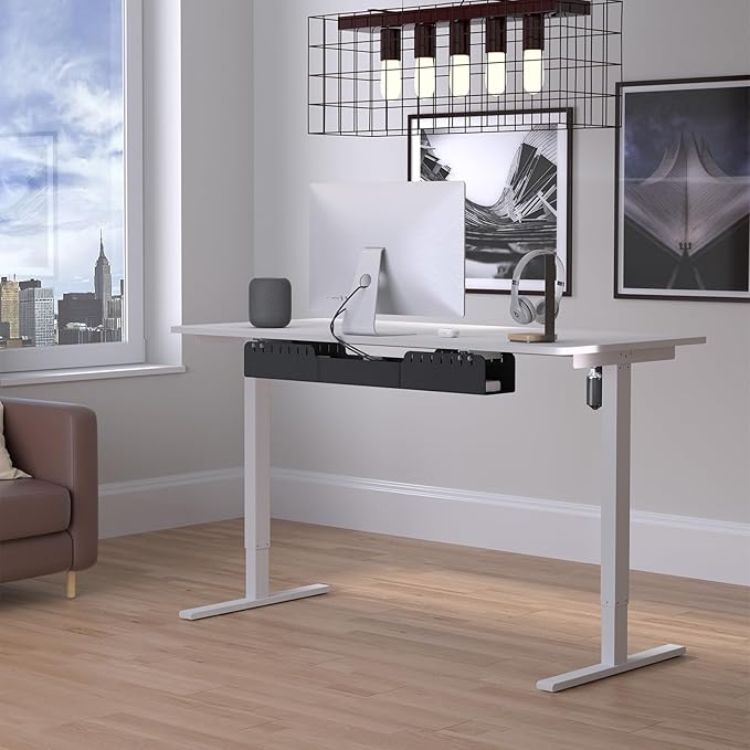 Cable Management for Under Desk,31.5" Standing Desk Cord Management Tray,Upgraded Thickened Felt Cord Organizer Tray for Office, Home, Self-Adhesive Or Bracket Mount Cable Holder,Black