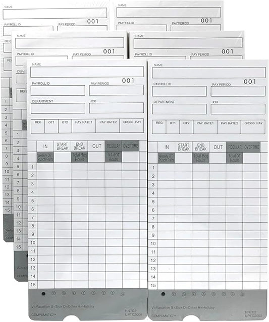 300 Time Cards for uPunch HN2000, HN2500, HN4000, HN4500 AutoAlign Calculating Time Clock and More HNTC2 UPTC2000 COMPUMATIC Compatible