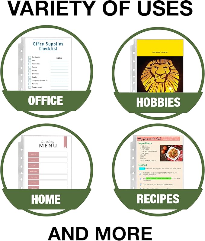 Samsill Mini Sheet Protectors 100 Pack, 5.5 x 8.5 Inch Page Protectors for Mini 3 Ring Binder, Clear Protector Sheets, 7 Hole, Top Loading, Acid Free