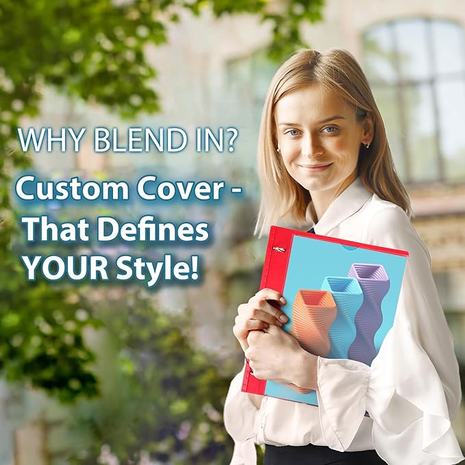 WOT I 1 Inch Telescoping 3 Ring Binder 12 Pack, Expandable Flexible Binder with Customizable Front Cover & Clear Catalog Pocket, Holds 225 Sheets, Assorted Colors, School Office Supplies