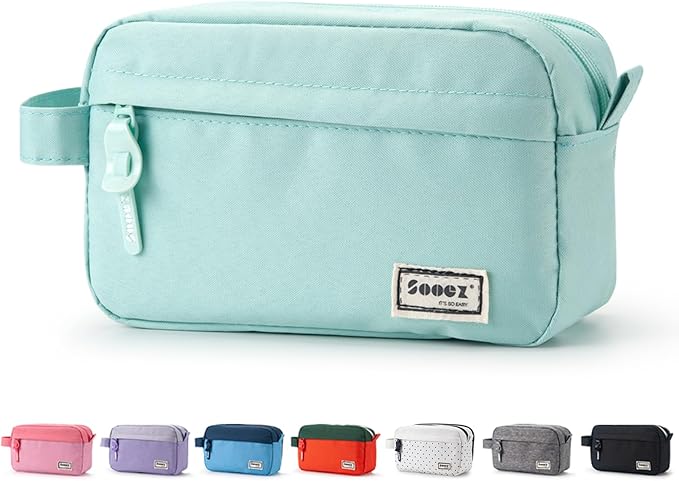 Sooez Original High Capacity Pencil Case, Big Pencil Bag Pouch Box Organizer Pen Case, Portable Journaling Supplies with Easy Grip Handle & Loop, Aesthetic Supply for Girls Adults, Mint Green