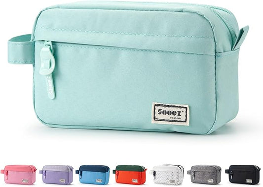 Sooez Original High Capacity Pencil Case, Big Pencil Bag Pouch Box Organizer Pen Case, Portable Journaling Supplies with Easy Grip Handle & Loop, Aesthetic Supply for Girls Adults, Mint Green