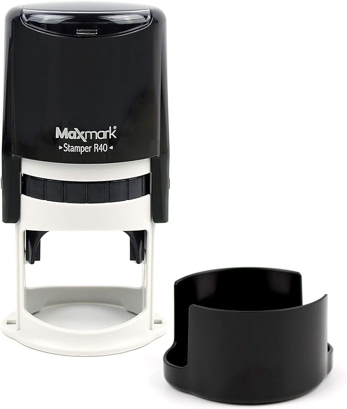 Round Notary Stamp for State of Delaware - Self Inking Stamp - Top Brand Unit with Bottom Locking Cover for Longer Lasting Stamp - 5 Year Warranty