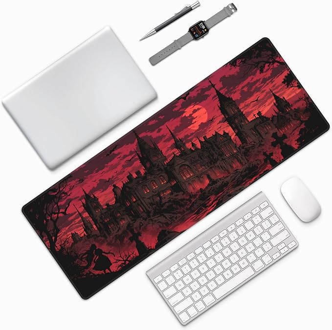 Gothic Desk Mat Large Gaming Mouse Pad Gothic Extended Mousepad Big in Laptop Computer Mouse Keyboard Mat for Office Desk Decor 31.5x12 in