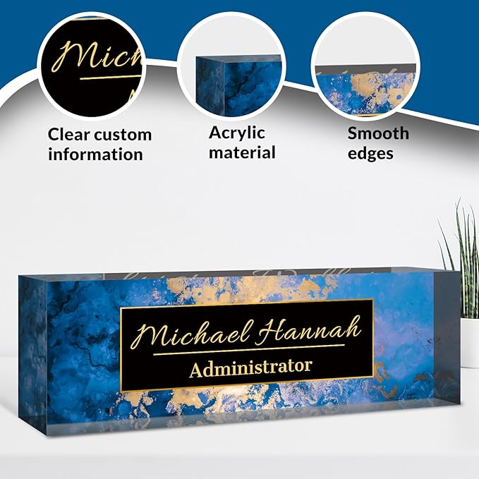 Desk Name Plate Personalized, Custom Name Plate for Desk, Acrylic Desktop Accessories, Office Gift & Decor for Women Men, Teacher Nurse Boss Employee Appreciation Gifts