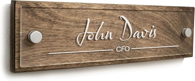 Name Plate For Wall or Door - Name Sign For Office (Espresso Wood)