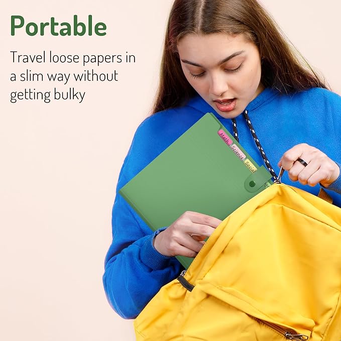 Forvencer Expanding File Folder with 8 Pocket, Letter Size Accordion File Organizer, Portable Folders for Documents, Cute Paper Organizer, Filling Products for School Office Supplies, Sky Blue