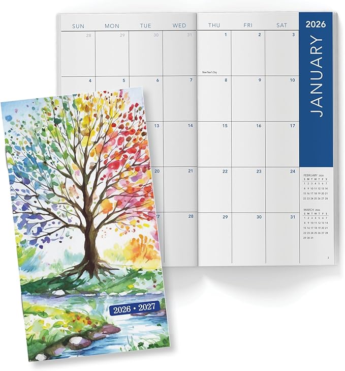 2-Year Monthly Pocket Planner/Pocket Calendar, 3.5"x6.5", 2026-2027: Weekly Planner/Weekly Agenda/Monthly Calendar Organizer (Tree Seasons)