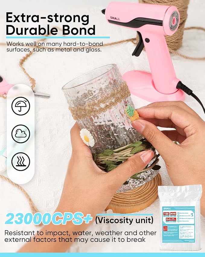 SHALL Mini Hot Glue Sticks, 0.27” Dia x 8” Long, 100-pack Clear Hot Melt Glue Gun Sticks for All-temp Mini Glue Guns, Multipurpose for Kids Adults DIY Art Craft Sealing Repairing Festival Decoration
